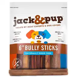 Walmart Jack&Pup 6 Bully Sticks for Medium Dogs, Natural Beef Flavour Chews, 25 Pack offer