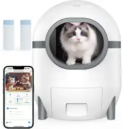 Walmart PXZEE Large Automatic PVC Cat Litter Box Furniture with Item, White offer