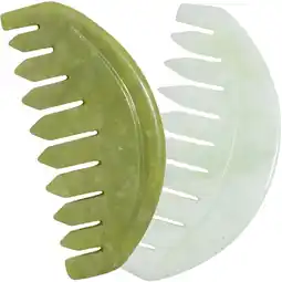 Walmart 2 Pcs Jade Massage Comb Gua Sha for Scalp Comfortable Acupoint Face Scraper Tool offer
