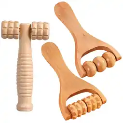Walmart Chidian 3pcs Massage Roller Body Roller Multi-Functional Foot Massager Wooden Roller Massager Tool offer