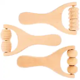 Walmart Raindrops Wooden Massage Roller for Home Use Handheld Muscle Massager Light Brown Wood 3Pcs offer