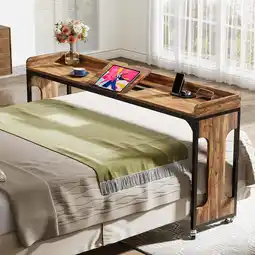 Walmart Tribesigns Overbed Rolling Table, Adjustable Tilt Board with Outlets & USB, 71 Queen Size offer