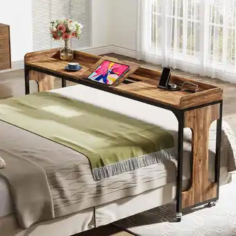 Walmart Tribesigns Overbed Rolling Table, Adjustable Tilt Board with Outlets & USB, 71 Queen Size offer