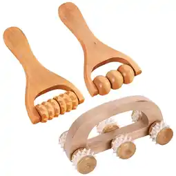 Walmart 3Pcs Household Wooden Roller Body Muscle Massager Wooden Body Massager Handheld Manual Roller offer
