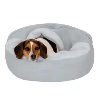 Walmart FurHaven Plush & Performance Linen Hooded Donut Pet Bed for Dogs & Cats - Mist Gray, Small - 24 offer