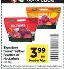 Safeway Signature Farms Yellow Peaches or Nectarines offer