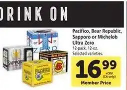 Safeway Pacifico, Bear Republic, Sapporo or Michelob Ultra Zero offer