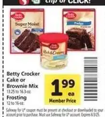 Safeway Betty Crocker Cake or Brownie Mix, Frosting offer