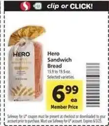 Safeway Hero Sandwich Bread offer