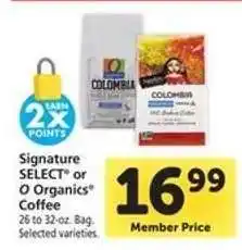 Safeway Signature SELECT or O Organics Coffee offer