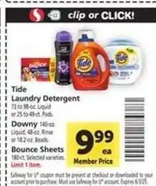 Safeway Tide Laundry Detergent offer