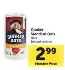 Safeway Quaker Standard Oats offer