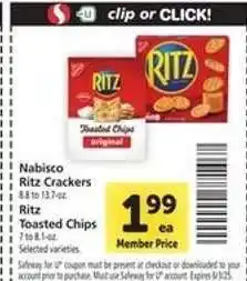 Safeway Nabisco Ritz Crackers offer