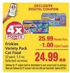 Safeway Friskies Variety Pack Cat Food offer