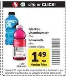 Safeway Glacéau vitaminwater/Powerade offer