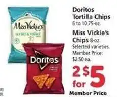 Safeway Doritos Tortilla Chips & Miss Vickie's Chips offer