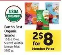 Safeway Earth's Best Organic Snacks offer