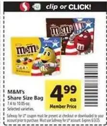 Safeway M&M's Share Size Bag offer