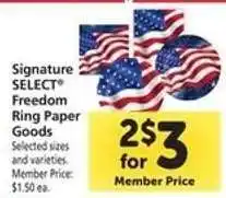 Safeway Signature SELECT Freedom Ring Paper Goods offer