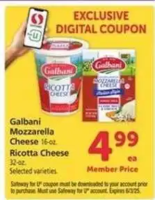 Safeway Galbani Mozzarella Cheese / Ricotta Cheese offer