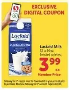 Safeway Lactaid Milk offer