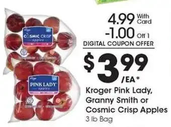 Kroger Kroger Pink Lady, Granny Smith or Cosmic Crisp Apples offer