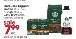 Giant Eagle Starbucks Bagged Coffee, K-Cups, or Cold Brew offer