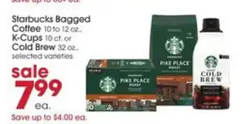Giant Eagle Starbucks Bagged Coffee, K-Cups, or Cold Brew offer