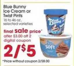 Giant Eagle Blue Bunny Ice Cream or Twist Pints offer