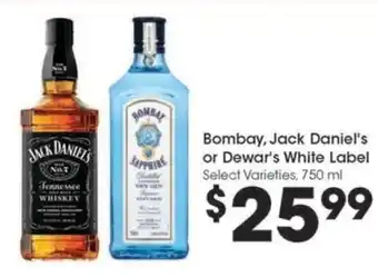 Kroger Bombay, Jack Daniel's or DeWar's White Label offer
