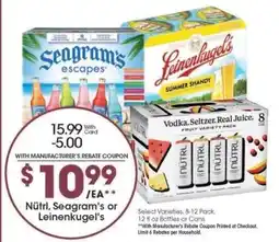 Kroger Nütrl, Seagram's or Leinenkugel's offer