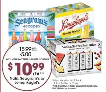 Kroger Nütrl, Seagram's or Leinenkugel's offer