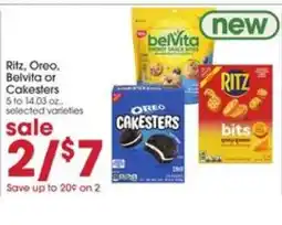 Giant Eagle Ritz, Oreo, Belvita or Cakesters offer