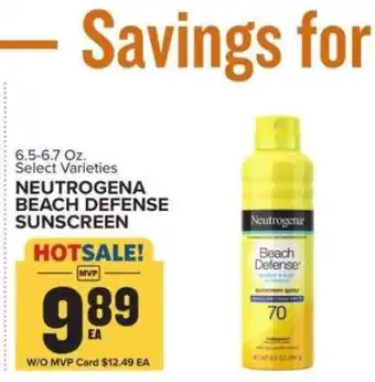 Food Lion NEUTROGENA BEACH DEFENSE SUNSCREEN offer