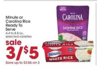 Giant Eagle Minute or Carolina Rice Ready To Serve offer