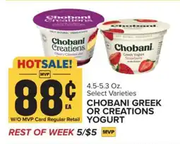 Food Lion Chobani Greek or Creations Yogurt offer