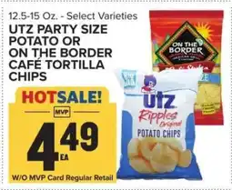 Food Lion UTZ Party Size Potato or On The Border Café Tortilla Chips offer