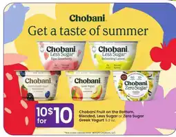 Albertsons Chobani Fruit on the Bottom, Blended, Less Sugar or Zero Sugar Greek Yogurt - 5.3 oz offer