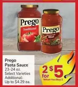 Albertsons Prego Pasta Sauce - 23-24 oz. Select Varieties offer