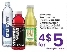 Albertsons Glaceau Smartwater 1 ltr. btl., Glaceau Vitaminwater 20 oz. btl., or Gold Peak Tea 18.5 oz. btl offer