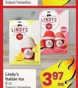 Albertsons Lindy's Italian Ice - 6 ct. Select Varieties offer