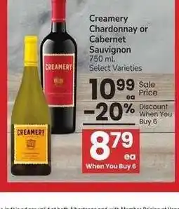 Albertsons Creamery Chardonnay or Cabernet Sauvignon - 750 ml. Select Varieties offer