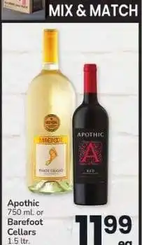 Albertsons Apothic 750 ml. or Barefoot Cellars 1.5 ltr. - Select Varieties offer