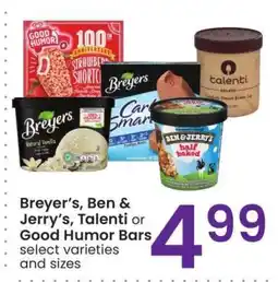 Albertsons Breyer's, Ben & Jerry's, Talenti or Good Humor Bars - select varieties and sizes offer