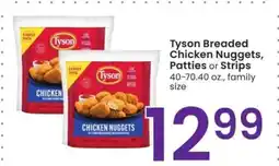 Albertsons Tyson Breaded Chicken Nuggets, Patties or Strips - 40-70.40 oz., family size offer