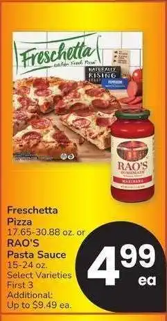 Albertsons Freschetta Pizza 17.65-30.88 oz. or RAO'S Pasta Sauce 15-24 oz. - Select Varieties offer