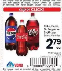 Albertsons Coke, Pepsi, Dr Pepper or 7•UP - 2 ltr. Select Varieties offer