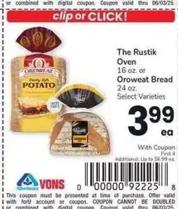 Albertsons The Rustik Oven 16 oz. or Oroweat Bread 24 oz. - Select Varieties offer