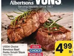 Albertsons USDA Choice Boneless Beef Petite Sirloin Steak - Value Pack offer