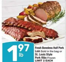 Albertsons Fresh Boneless Half Pork Loin Sold in the bag or St. Louis Style Pork Ribs - Frozen offer